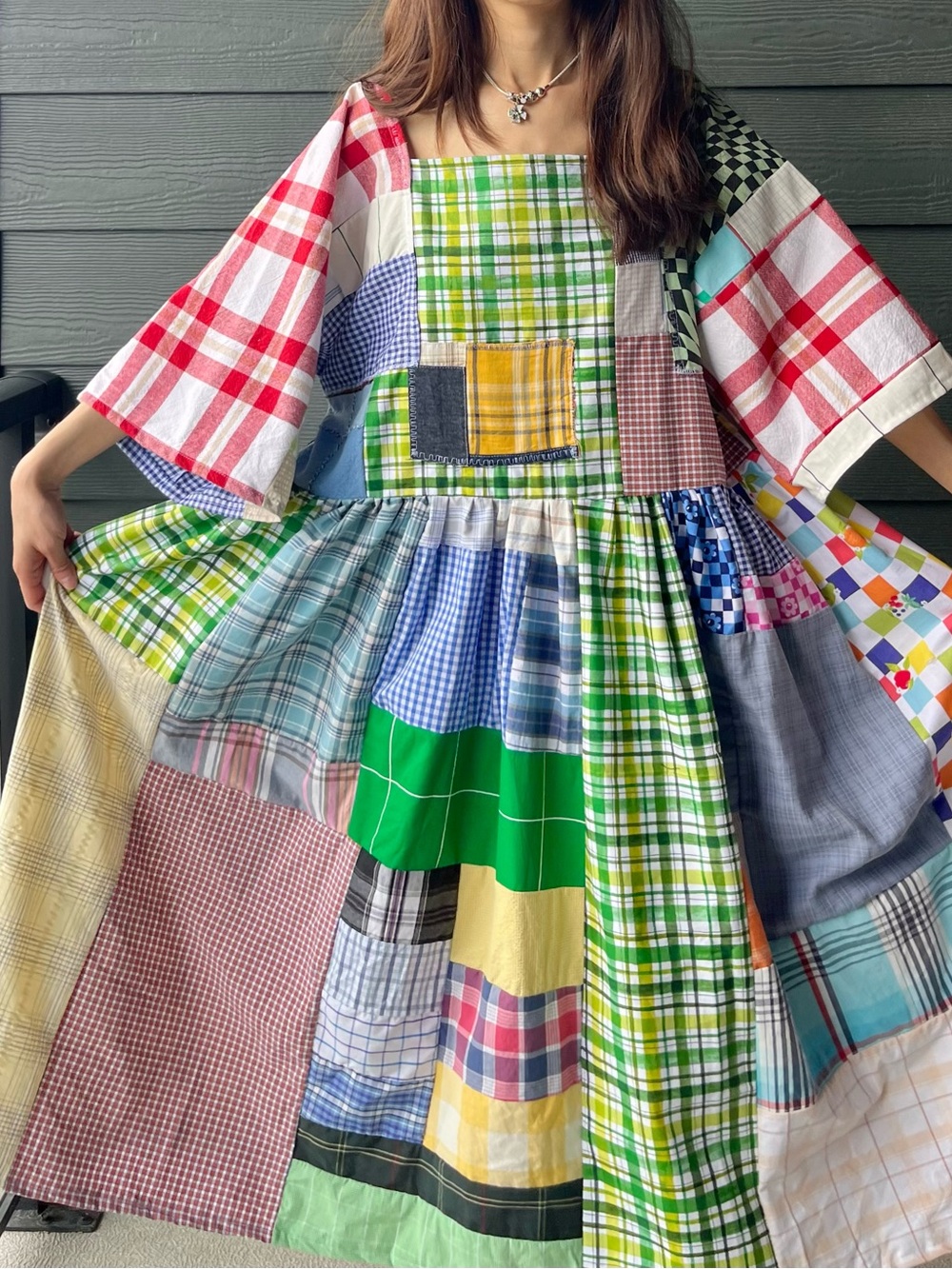 Handmade Quilted Patchwork Plaid Dress SKU 07042